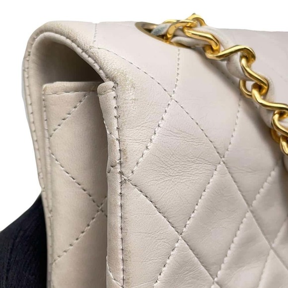 CHANEL Shoulder Bag Matelasse Coco Mark Lambskin White ⭐ - Picture 11 of 13